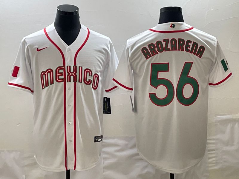 Men 2023 World Cub Mexico #56 Arozarena White green Nike MLB Jersey8->more jerseys->MLB Jersey
